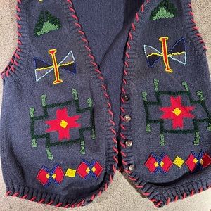 Bechamel L beaded boho Native American sweater vest